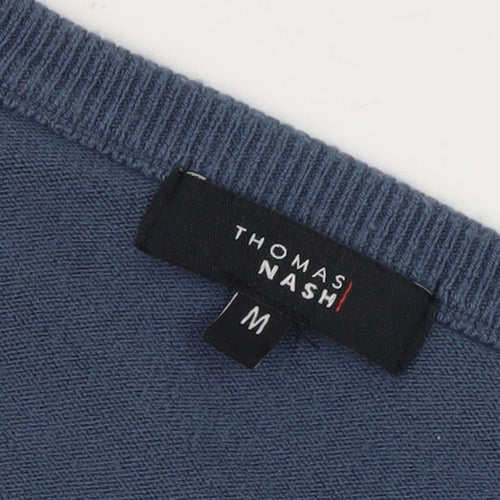 Thomas Nash Men's Blue V-Neck Pullover Jumper Size M