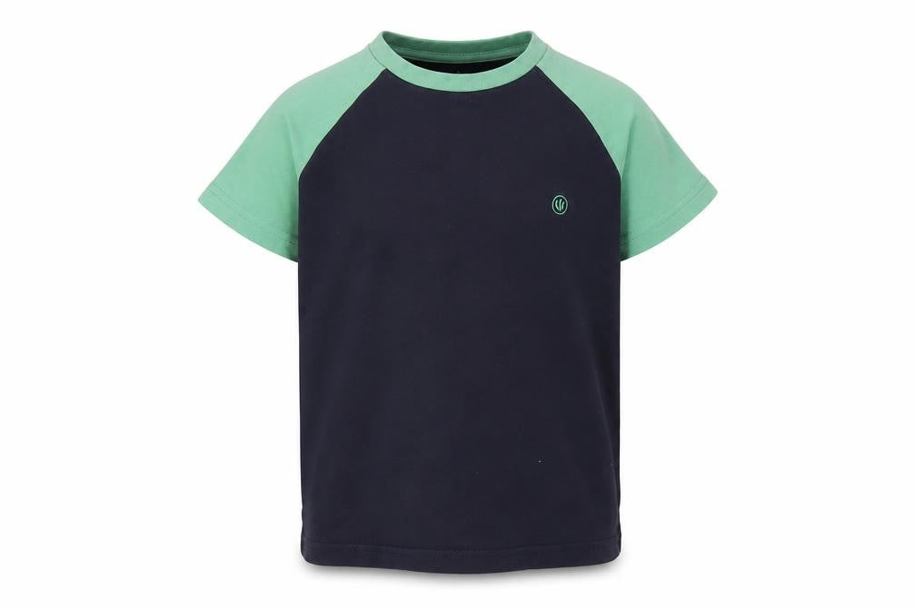 Front view of FatFace boys’ black & green t-shirt, size 4-5, casual basic