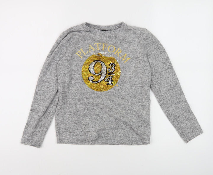 Harry Potter Girls Grey Sequin Long Sleeve Pullover Top 9-10 Years