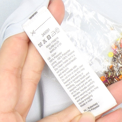 Monsoon Women's Blue Maxi Dress Size 14 Embroidered