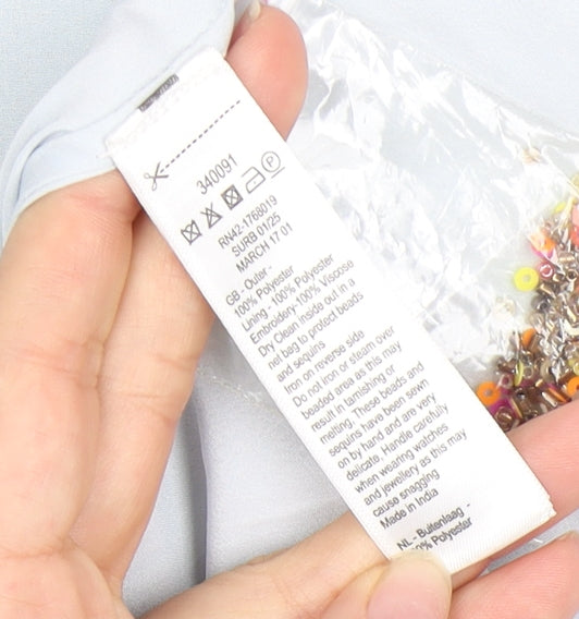 Monsoon Women's Blue Maxi Dress Size 14 Embroidered