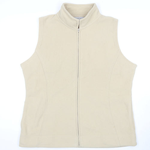 EWM Women's Beige Fleece Waistcoat Size L Casual Zip