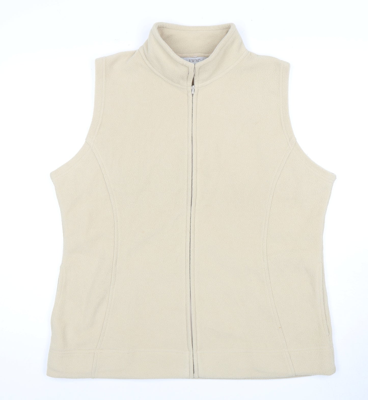 EWM Women's Beige Fleece Waistcoat Size L Casual Zip