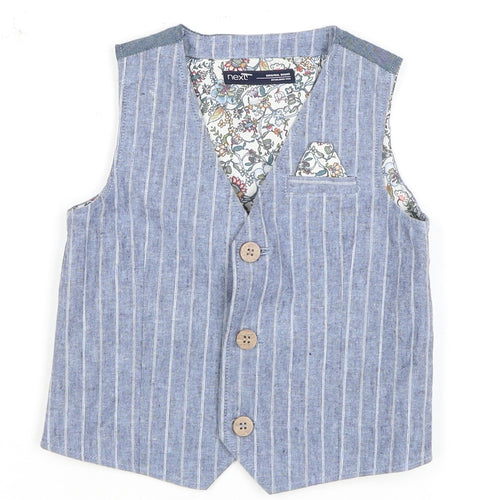 Next Boys Grey Pinstripe Waistcoat, 12-18 Months, Formal Cotton