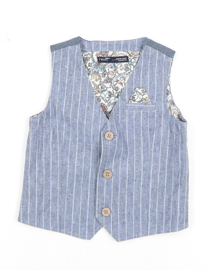 Next Boys Grey Pinstripe Waistcoat, 12-18 Months, Formal Cotton