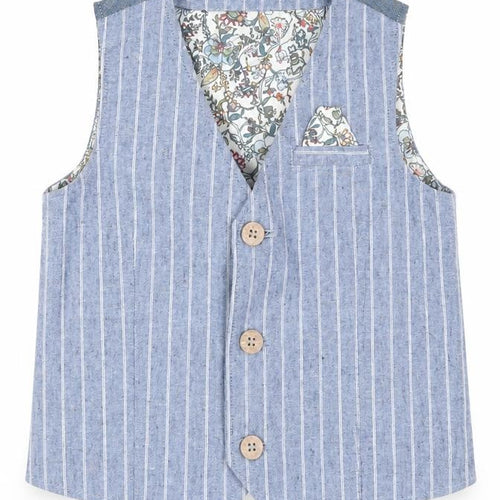 Next Boys Grey Pinstripe Waistcoat, 12-18 Months, Formal Cotton