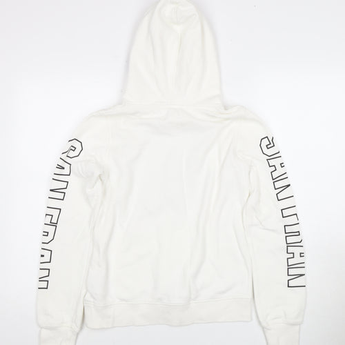 H&M Girls White Hoodie, Sequin Print, Size 14Y, Casual