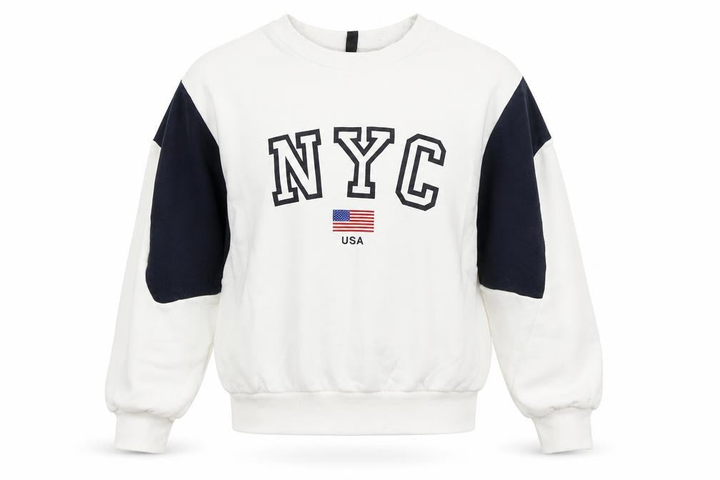 H&M Unisex White NYC Sweatshirt, Size 10, Casual Style
