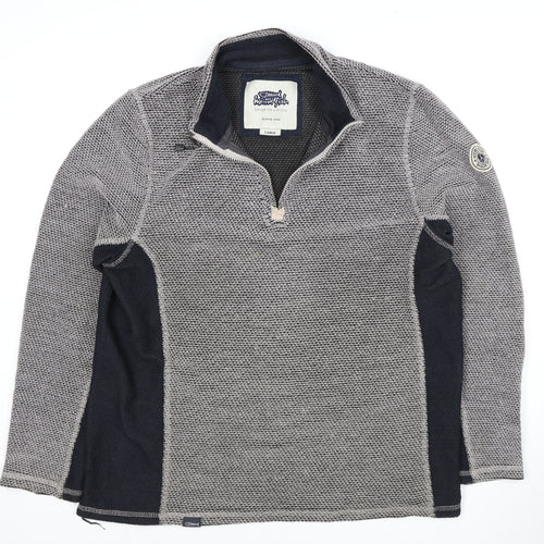 Weird Fish Grey Full Zip Knit Sweatshirt Large