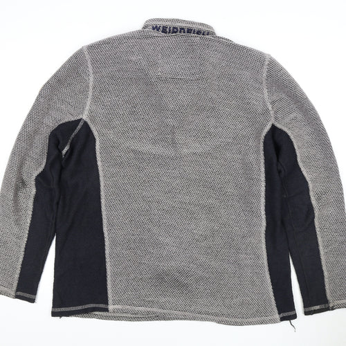 Weird Fish Grey Full Zip Knit Sweatshirt Large