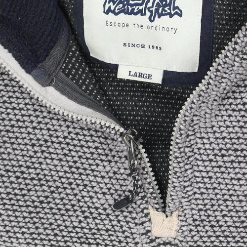 Weird Fish Grey Full Zip Knit Sweatshirt Large