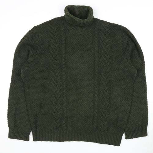 Marks and Spencer Men's Green Roll Neck Jumper 2XL Pullover