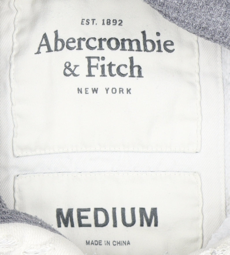 Abercrombie & Fitch Men's White Hoodie - Size M