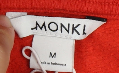 Monki Men's Red Pullover Hoodie M, Cotton Blend