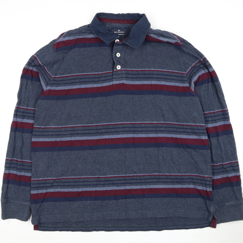 Marks and Spencer Men's Blue XL Striped Polo Shirt