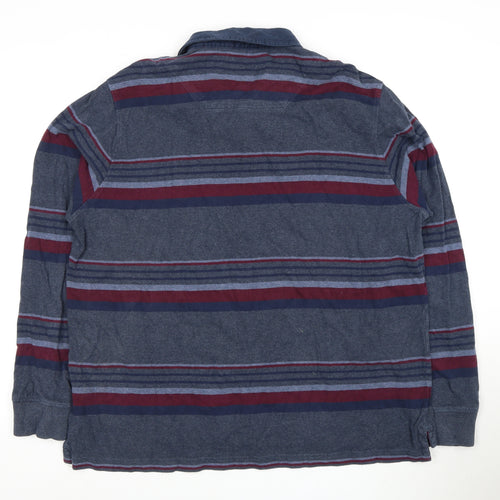Marks and Spencer Men's Blue XL Striped Polo Shirt
