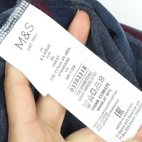 Marks and Spencer Men's Blue XL Striped Polo Shirt