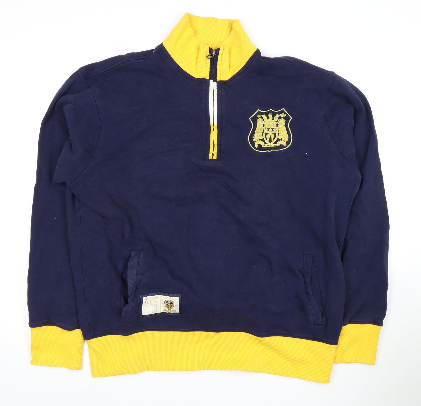 Leeds United Men's Blue 2XL 1/4 Zip Sweatshirt