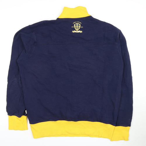 Leeds United Men's Blue 2XL 1/4 Zip Sweatshirt