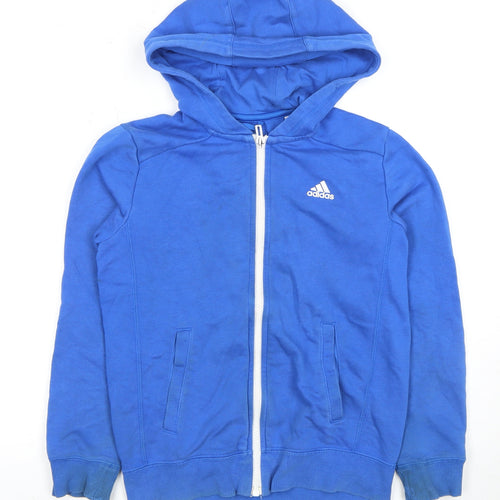 Adidas Boys Blue Full Zip Hoodie Size 9-10 Years