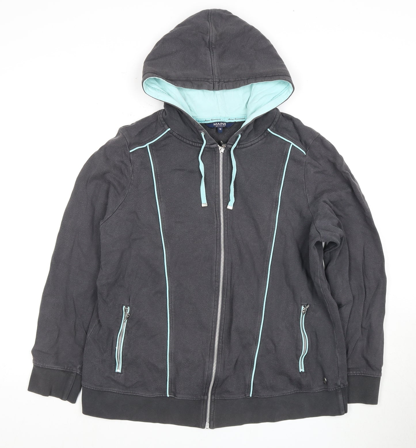 Maine Women’s Grey Full Zip Hoodie Size 18