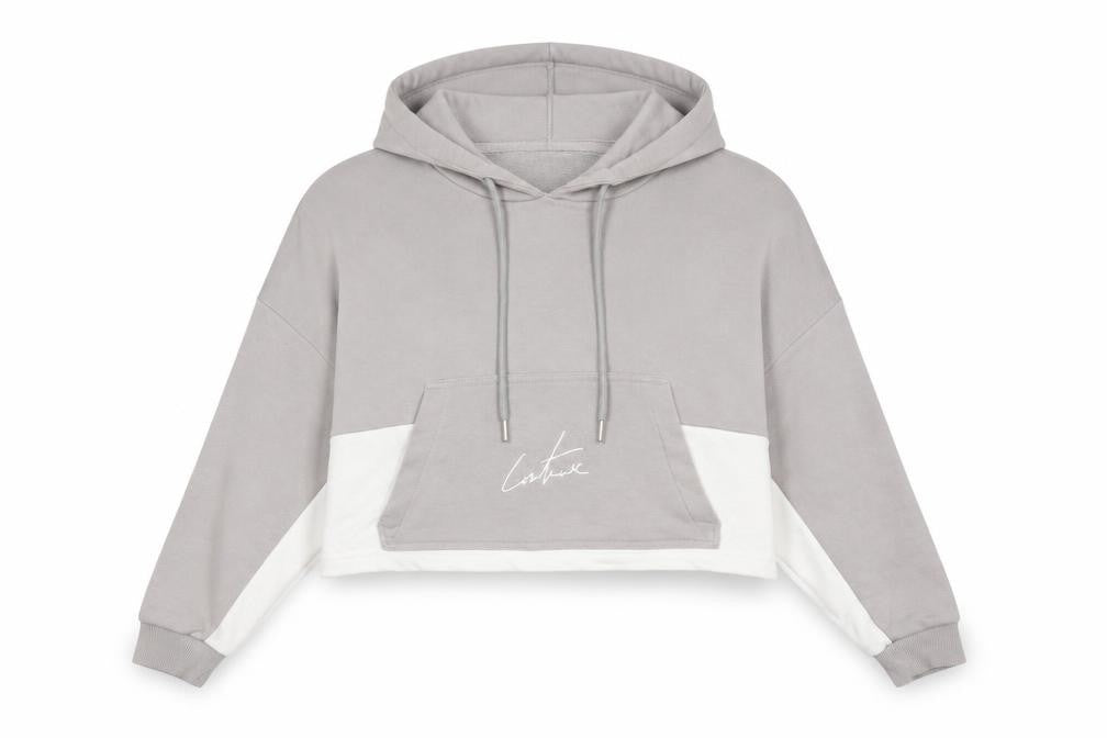 The Couture Club Women's XS Colourblock Hoodie in Grey/White