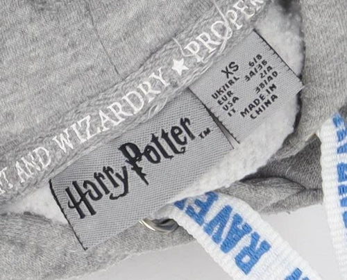 Harry Potter Boys Grey & Blue Ravenclaw Hoodie, XS
