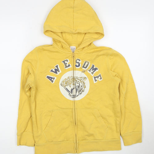 GAP Kids Yellow Full Zip Hoodie, Boys, Large, Cotton Blend