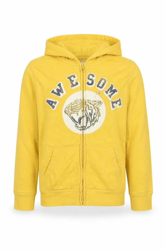 Front view of Gap Kids Yellow Full Zip Hoodie, boys’, large, cotton blend