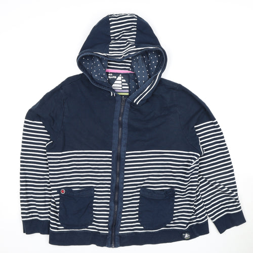 By Mike Collins Women's Blue Striped Full Zip Hoodie Size 18