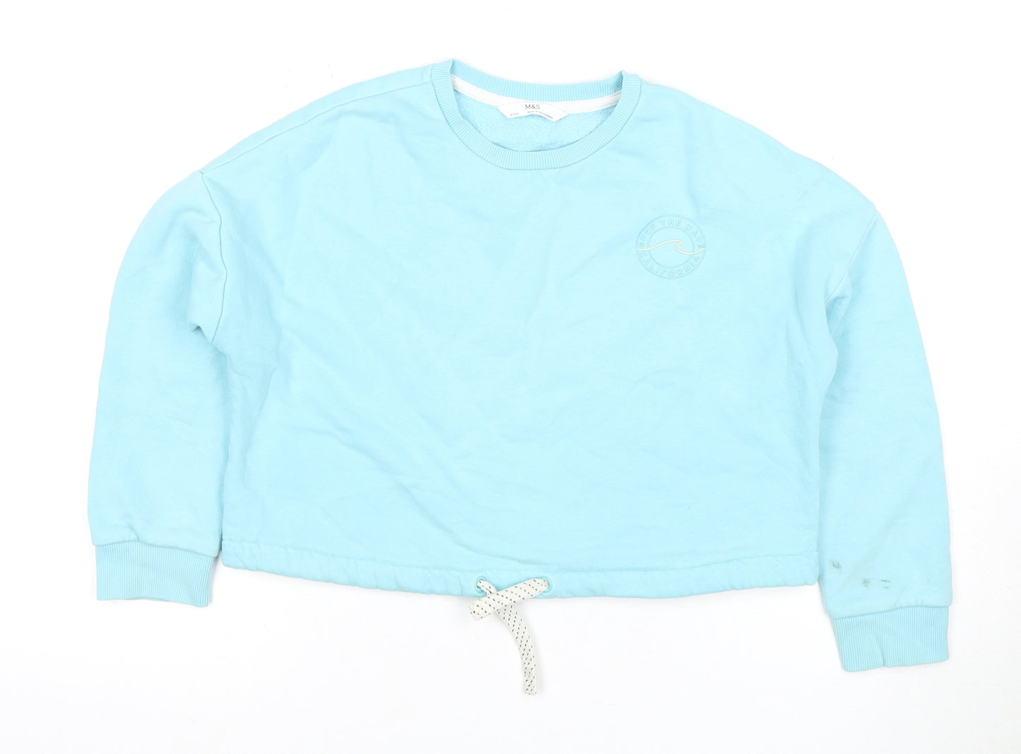 Marks and Spencer Girls Blue Sweatshirt, Size 9 Years, Crew Neck