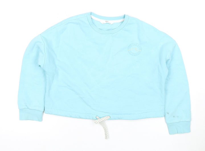 Marks and Spencer Girls Blue Sweatshirt, Size 9 Years, Crew Neck