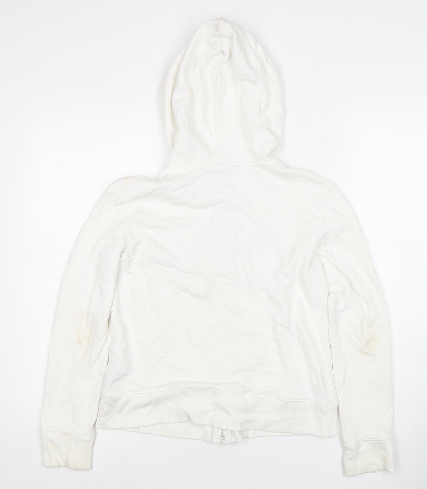 GAP Girls White Full Zip Hoodie - Size 14-16 Years, Logo Accent