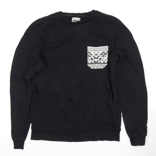 ASOS Men's Black Geometric Pocket Pullover Sweatshirt M