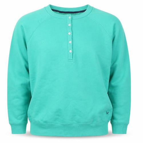 Crew Clothing Men's Green Henley Sweatshirt Size 16