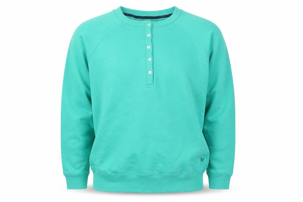 Crew Clothing Men's Green Henley Sweatshirt Size 16