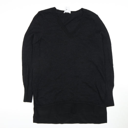 The White Company Women's Black V-Neck Jumper Size 12