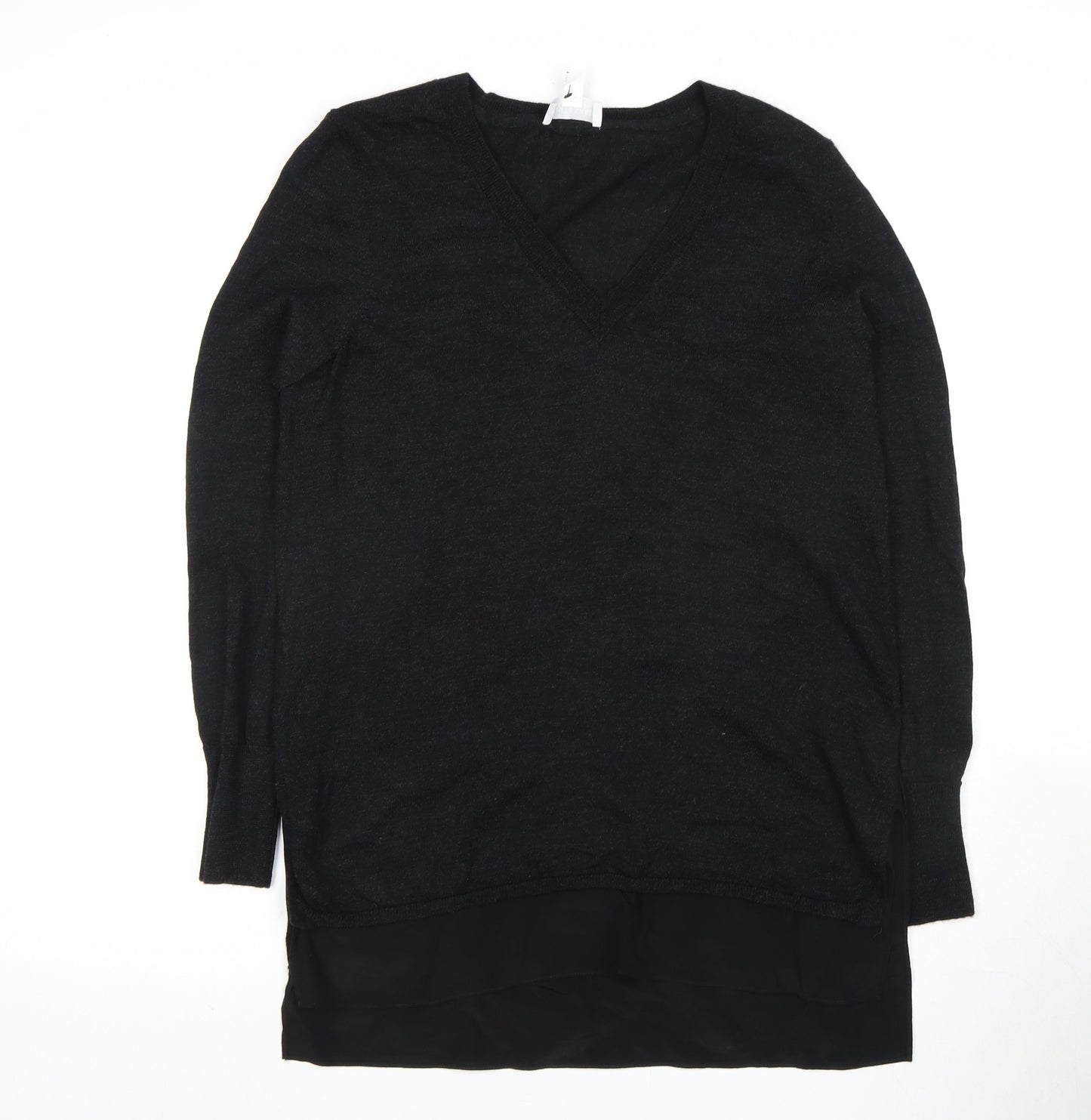 The White Company Women's Black V-Neck Jumper Size 12