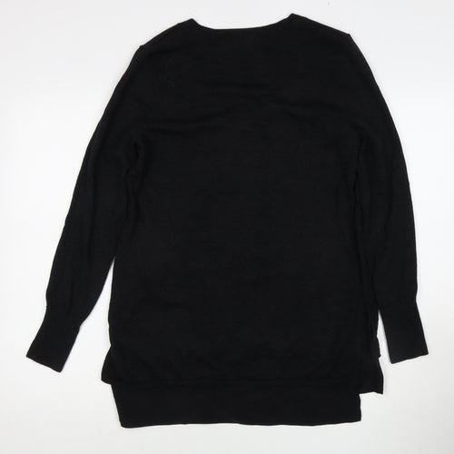 The White Company Women's Black V-Neck Jumper Size 12