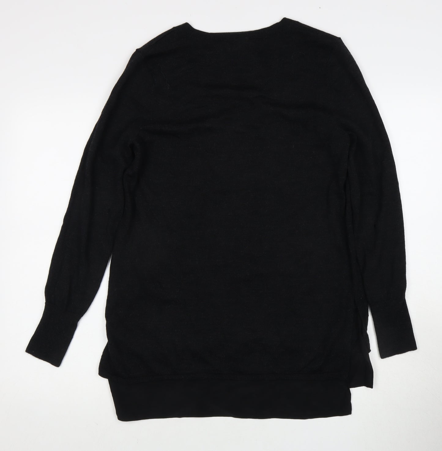 The White Company Women's Black V-Neck Jumper Size 12