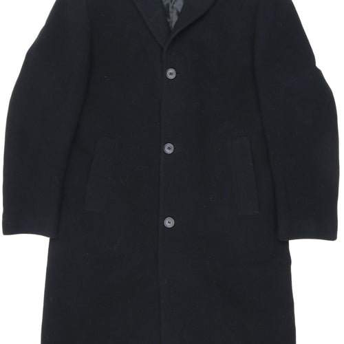 Jeff Banks Men's Black Wool Blend Coat, Size 40, Formal