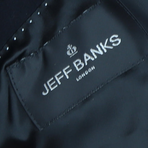 Jeff Banks Men's Black Wool Blend Coat, Size 40, Formal