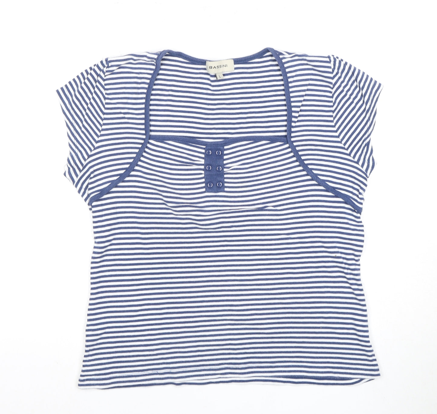 BASSINI Women's Blue Striped T-Shirt L
