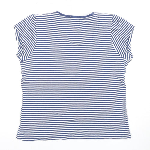 BASSINI Women's Blue Striped T-Shirt L
