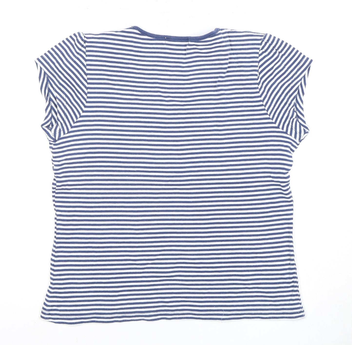 BASSINI Women's Blue Striped T-Shirt L