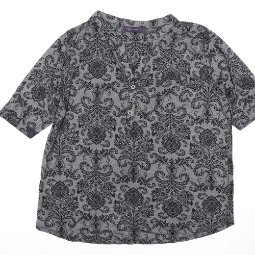 Marks and Spencer Women's Black Floral Top, Size 14