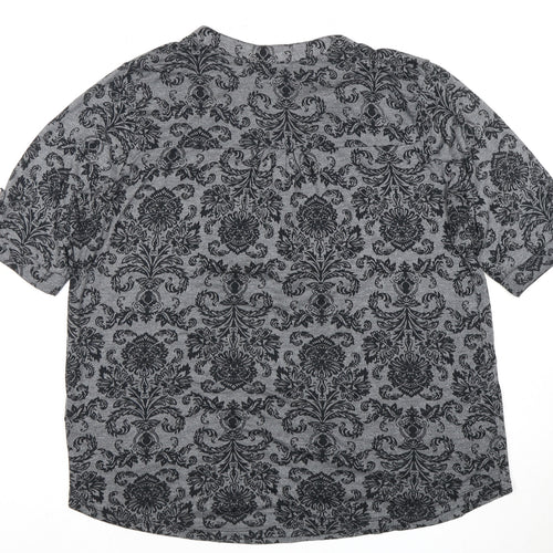 Marks and Spencer Women's Black Floral Top, Size 14