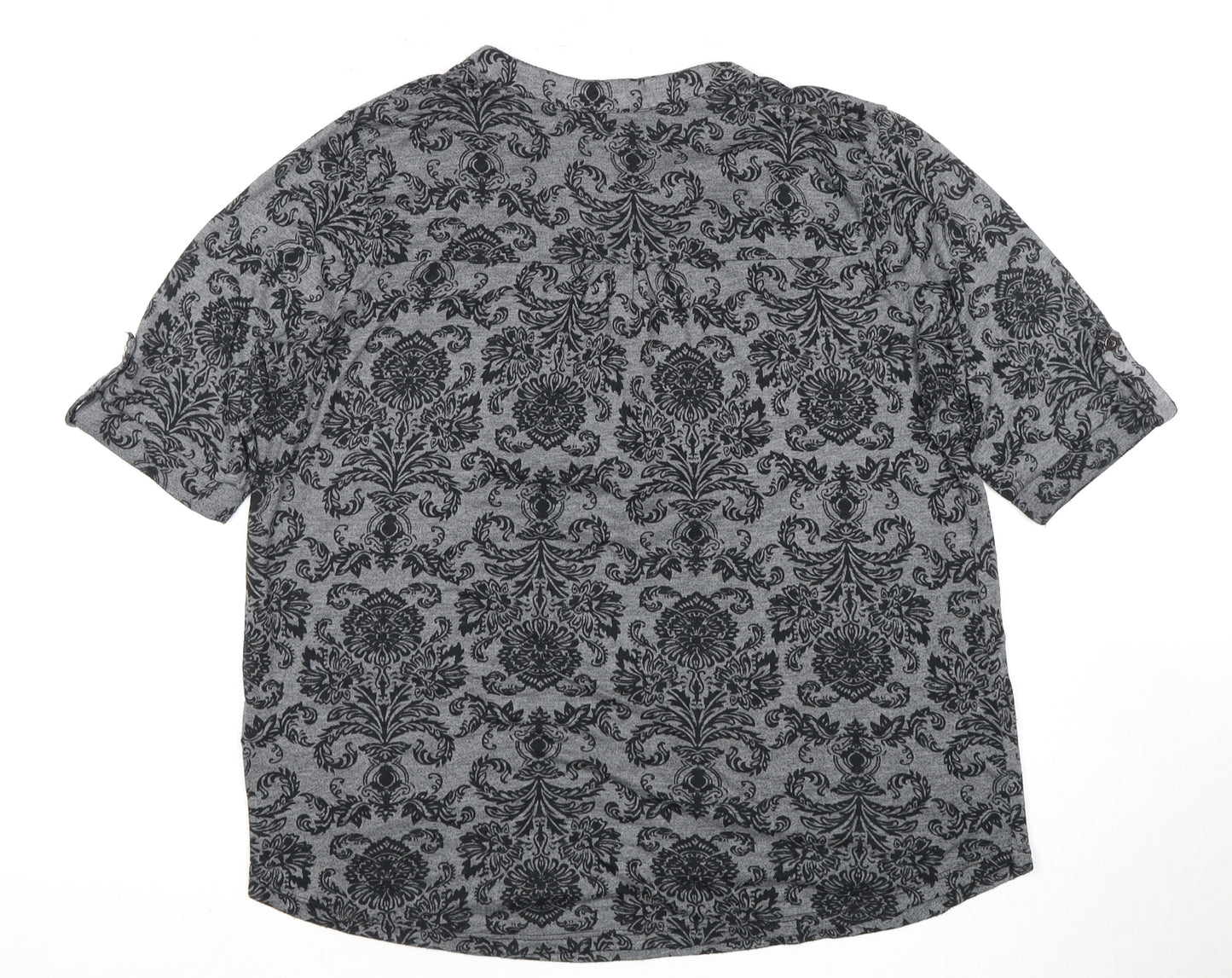 Marks and Spencer Women's Black Floral Top, Size 14