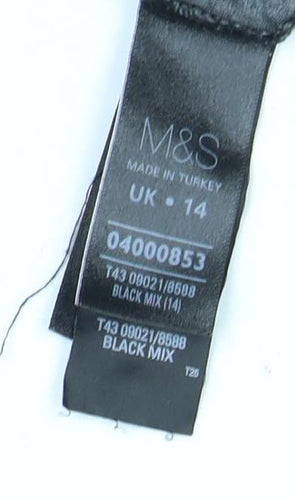 Marks and Spencer Women's Black Floral Top, Size 14