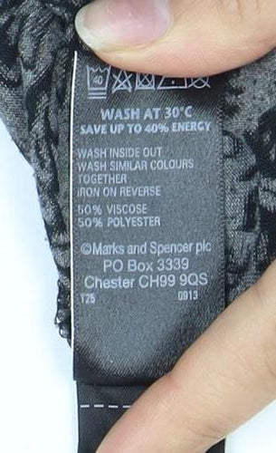 Marks and Spencer Women's Black Floral Top, Size 14